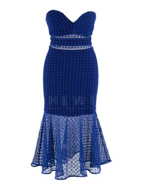 Self-Portrait Fluted Strapless Lace Dress