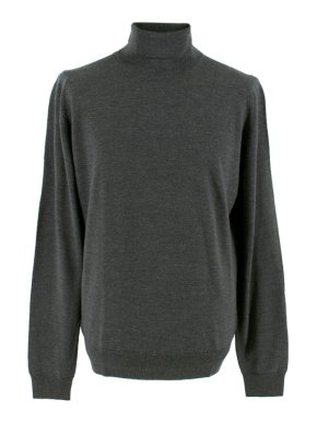 John Smedley Charcoal Merino Wool Turtleneck Jumper