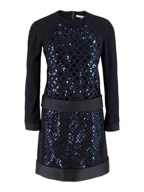Victoria Victoria Beckham Black Laser Cut Sequin Mini Dress