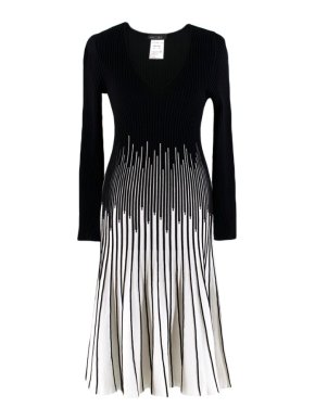 Marc Cain Black and White Jersey Knit A-Line Dress