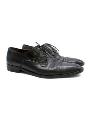 A.Testoni Black Leather Oxfords