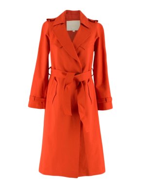 Maje Red Cotton Trench Coat