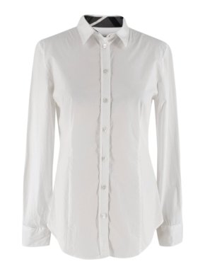 Burberry White Button-Up Tailored Blouse