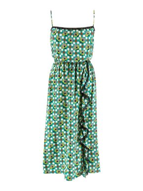 Prada Green Printed Ruffled Sundress