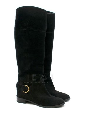 Louis Vuitton Black Suede Long Knee Boots