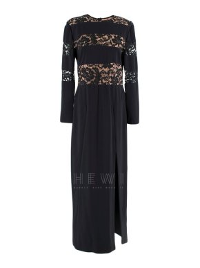 Alessandra Black & Nude Lace Panelled Gown