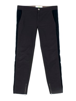 Stella McCartney Black and Navy Velvet Panelled Trousers