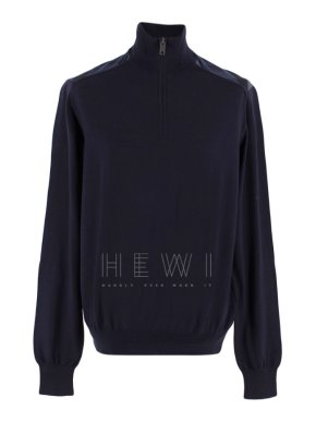 Burberry Half Zip High Neck Navy Sweater