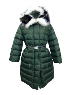 Ermanno Scervino Green Down Jacket W/ Fox & Raccoon Fur Trim