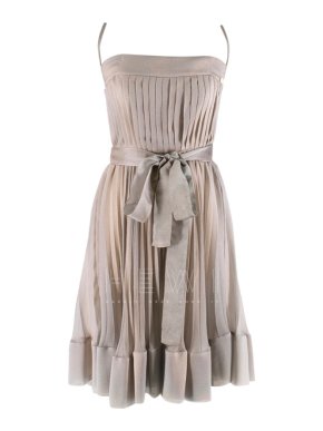 Chanel Metallic Silver Pleated Dress