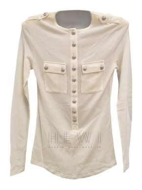 Balmain Cream Cashmere Blend Top