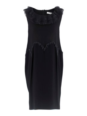 Yves Saint Laurent Black Chiffon Trim Mini Dress