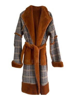 Kitri Reversible Faux Fur Check Wrap Coat