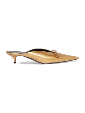 Balenciaga gold textured-leather knife mules