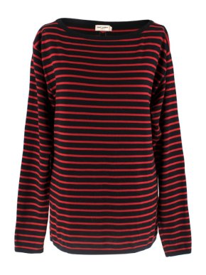 Saint Laurent Red & Black Striped Wool Top