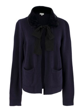 Claudie Pierlot navy cardigan with fur collar