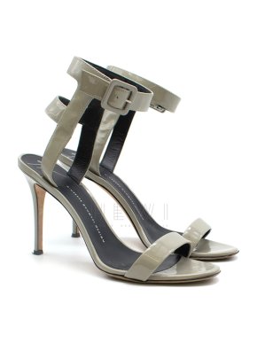 Giuseppe Zanotti Grey Patent Strappy Sandals