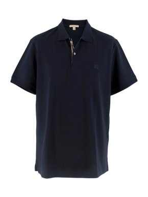 Burberry Navy Textured Polo T-Shirt