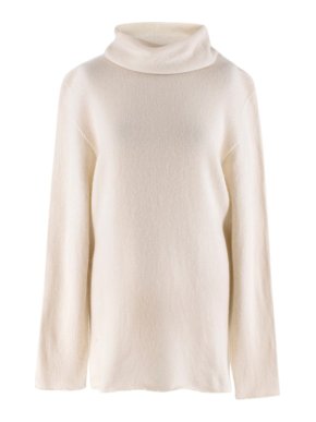 The Row Ivory Cashmere Knit Turtleneck Jumper