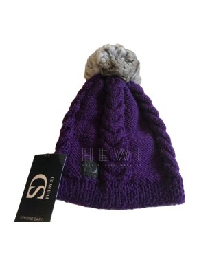 FurbySD Hand Knitted Hat W/ Chinchilla Pom Pom