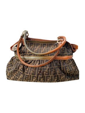Fendi Zucca Print Canvas & Leather Hobo Bag