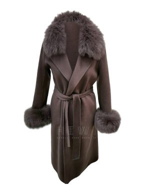 Max Mara Brown Cashmere & Wool Belted Wrap Coat