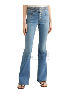 Veronica Beard Beverly braid-detailed high-rise flared jeans