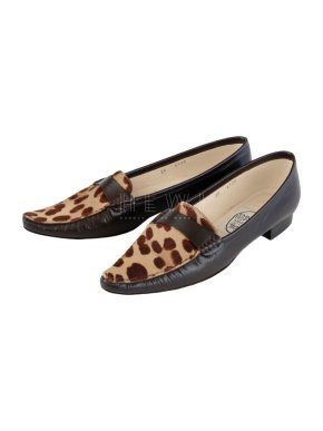 Emma Hope Leather Leopard Print Loafers