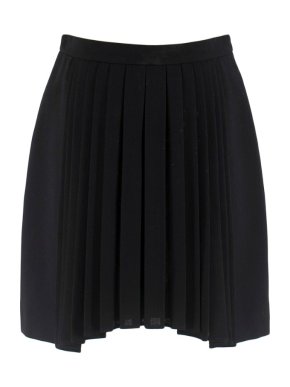 Saint Laurent Black Pleated Asymmetric Skirt