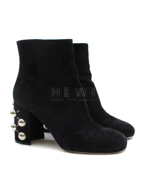 Miu Miu Black Suede Studded Ankle Boots