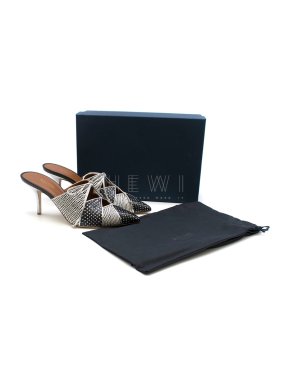 Malone Souliers White Lulu Polka-dot Print Leather & Snakeskin Mules