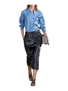 Tibi Tissue Pleated Leather Skirt