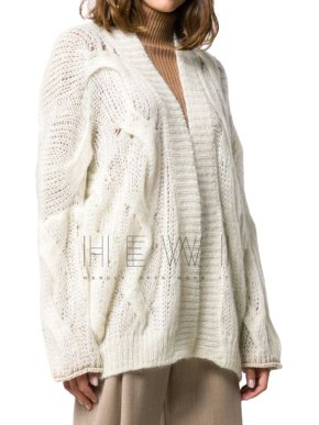 Forte Forte Cable White Mohair Cardigan