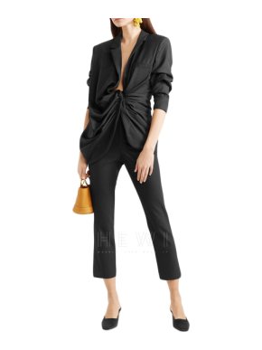 Jacquemus Black Bahia Asymmetric Wool Blazer