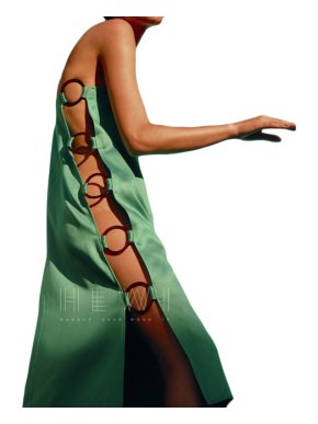 Adriana Degreas Emerald Hoop Closure Crepe Midi Dress