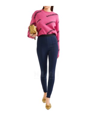 Balenciaga Navy Stretch-knit skinny pants