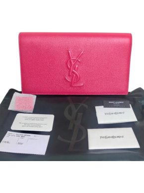 Saint Laurent Fuchsia Large Belle De Jour Chevrette Clutch