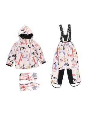 Moloh Molo Kids 4 Years Pink Printed Waterproof Snow Suit
