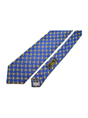 Fendi Men's Mogram Blue SIlk Tie