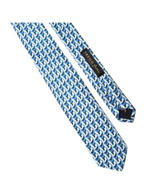Trend by Corneliani Blue & White Silk Printed Tie