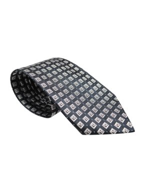 Versace Men's Black & Silver Printed Silk Tie