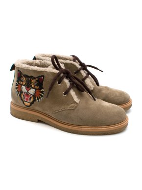 Gucci Children's high-top suede embroidered boots