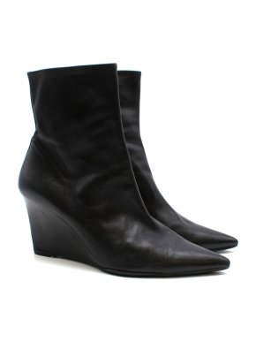 Balenciaga Leather Wedge Ankle Boots