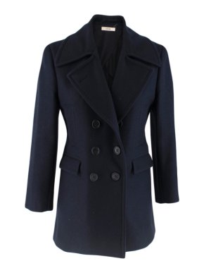 Celine Double Breasted Wool Navy Coat