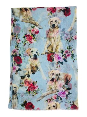 Dolce & Gabbana labrador print silk scarf