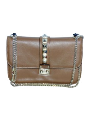 Valentino medium brown Glam Lock Rockstud flap bag