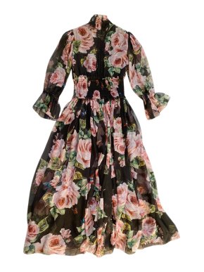 Dolce & Gabbana rose printed silk runway dress