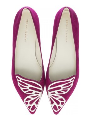 Sophia Webster Bibi Butterfly Flats in Winter Cherry Suede