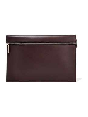 Victoria Beckham Leather Merlot Clutch