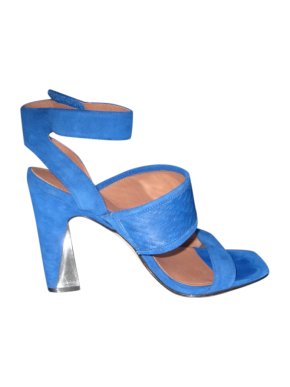 Sigerson Morrison Serpent Stamped Blue Suede Pumps
